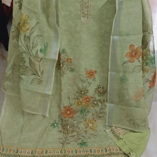 Chanderi Silk Top with Handwork Chanderi Silk Dupatta Unstitched Suits