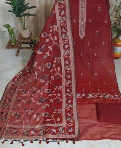 Cotton Silk Thread Bottom Pure Shantoon Unstitched Suits