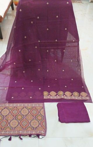 Cotton Silk Thread Woven Bottom Unstitched Suit with Pure Shantoon Dupatta