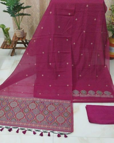 Cotton Silk Thread Woven Bottom Unstitched Suits with Pure Shantoon Dupatta