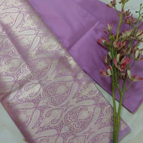 Lilac Brocade Silk Woven Bottom Unstitched Co-ord Sets Fabric