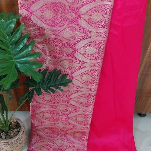 Magenta Brocade Silk Woven Unstitched Co-ord Sets Fabric