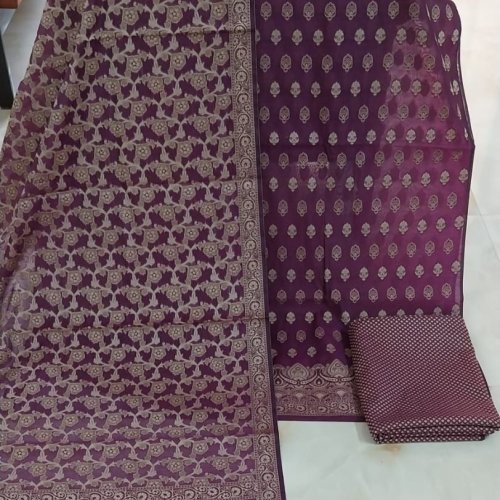 Pure Chanderi Cotton Woven Unstitched Suit