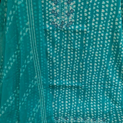 Pure Glace Cotton Bandhni Print Embroidered Unstitched Suit