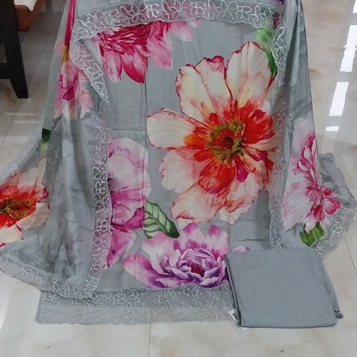 Pure Muslin Silk Soft Digital Printed Embellished Unstitched Suit