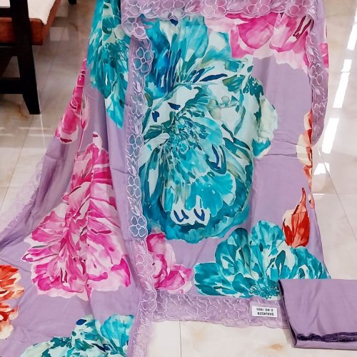 Pure Muslin Silk Soft Digital Printed Unstitched Suit