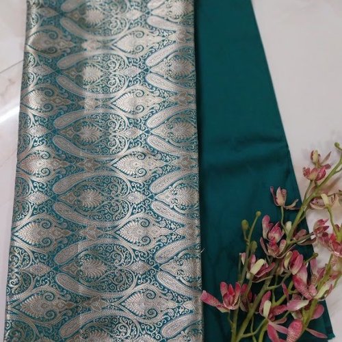 Rama Green Brocade Silk Woven Unstitched Co-ord Sets Fabric