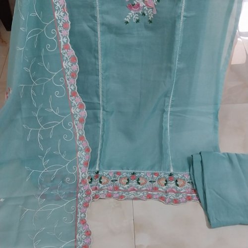 Top Pure Kota Cotton with Thread Embroidery Unstitched Suits