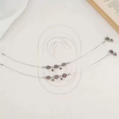 Gems Designer Silver Anklet