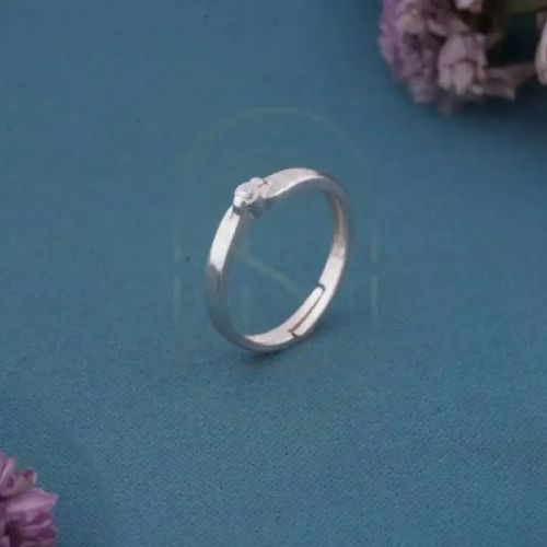 Sterling Silver Stone Studded Adjustable Finger Ring