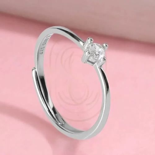 Sterling Silver Stone Studded Adjustable Ring