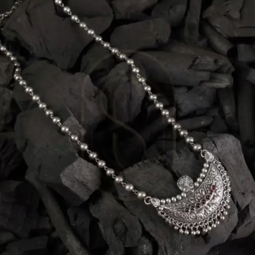 Traditional Long Silver Chain Necklace