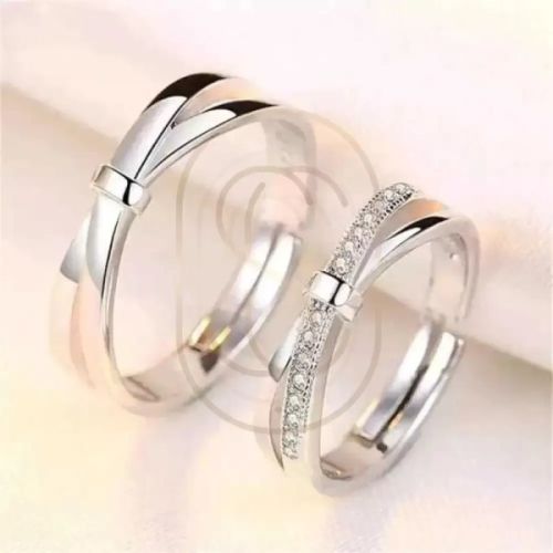 Twist Couple Ring Stainless Steel Silver