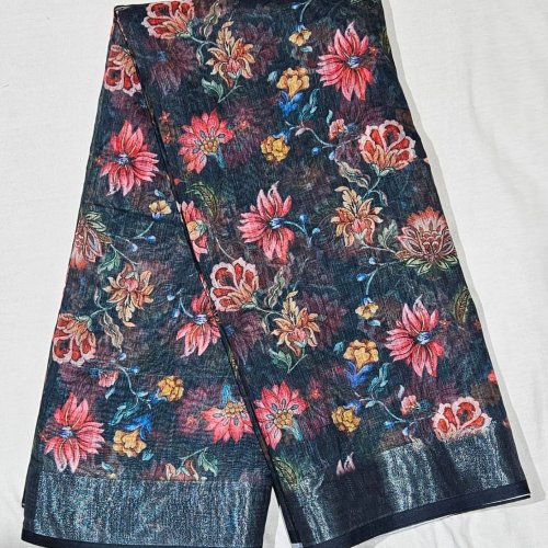 Premium Digital Print Cotton Linen Saree