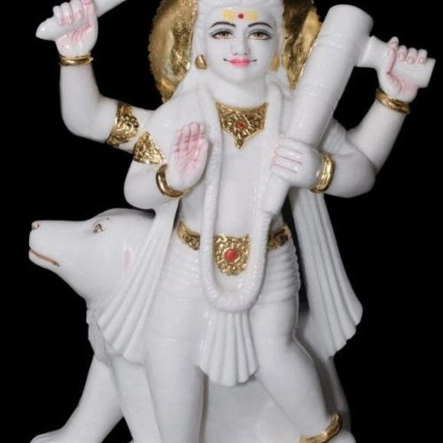 Handcrafted White Marble Bhairav Statue