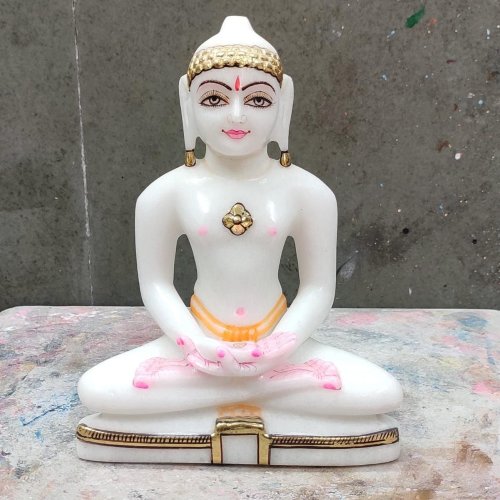White Marble Jain Mahaveer Idol Statue