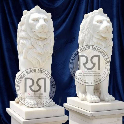 White Marble Lion Moorti