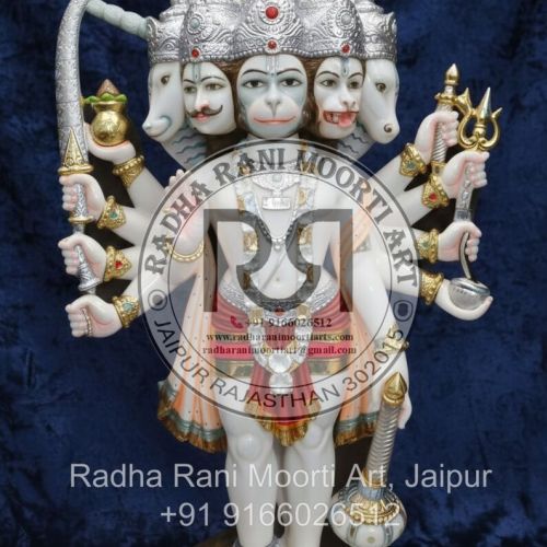 White Marble Panchmukhi Hanuman Ji Statue