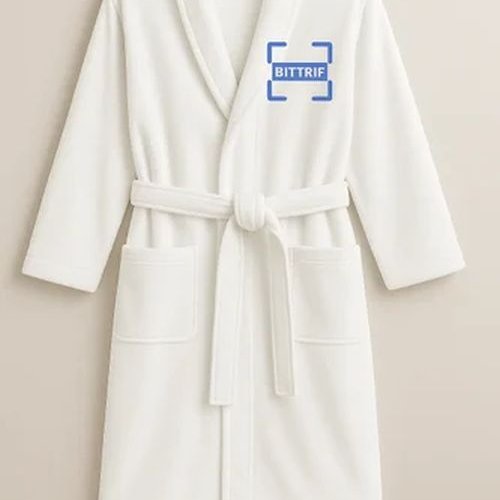 White Knee Length Cotton Bathrobe