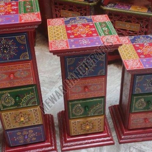 Set of 3 Hand Painted Wooden Drawer Pillar