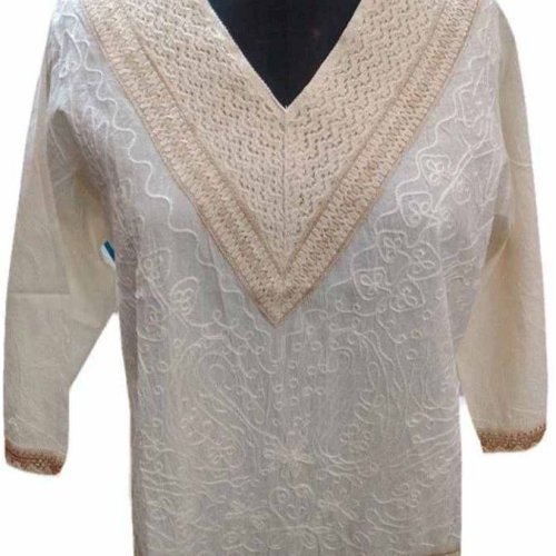 White Daily Wear Cotton Kurti