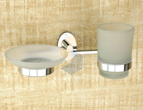 Oslo Brass Soap Dish with Toothbrush Holder