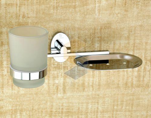 Oslo Brass Soap Dish with Tumbler Holder