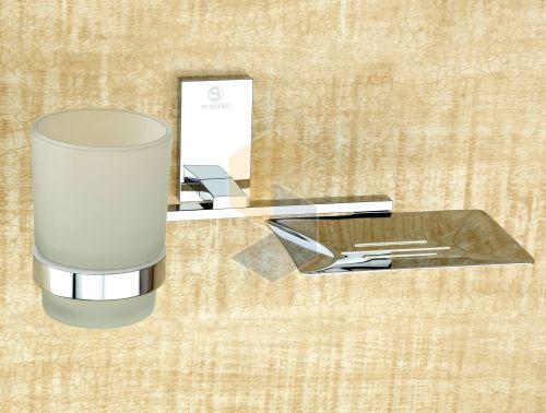Twilight Brass Soap Dish with Tumbler Holder