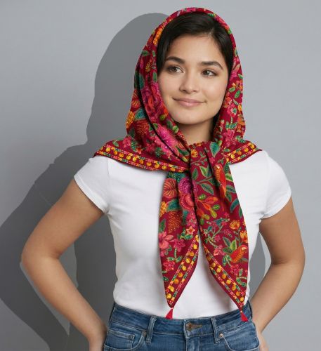 Poly Silk Scarves for Women with Cotton Napkin