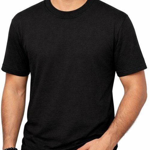 Black Plain Round Neck T Shirt