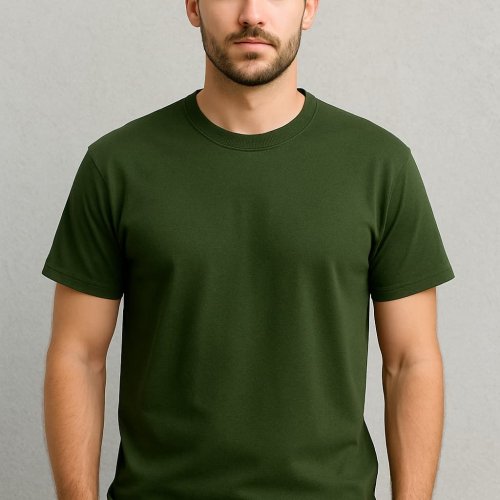 Green Plain Round Neck T Shirt