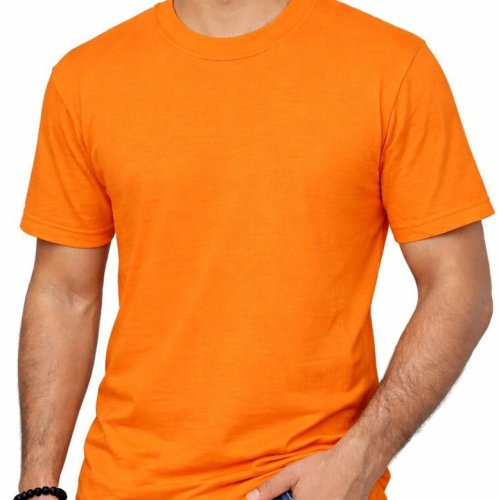 Orange Plain Round Neck T Shirt