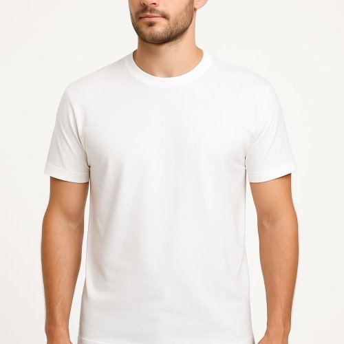 White Plain Round Neck T Shirt