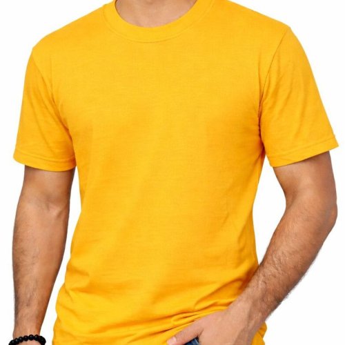 Yellow Plain Round Neck T Shirt