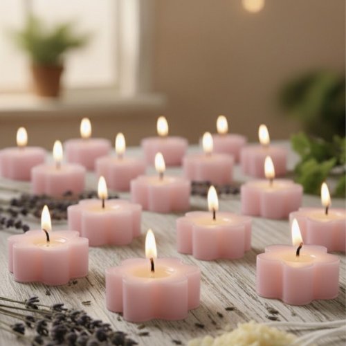 Pink Flower Shape Tea Light Candle
