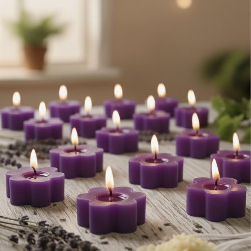 Purple Flower Shape Tea Light Candle