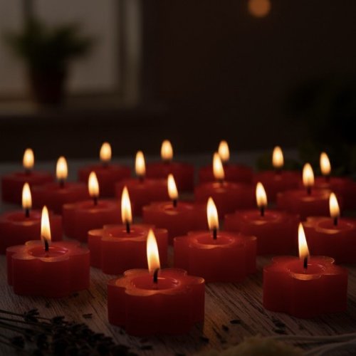 Red Flower Shape Tea Light Candle