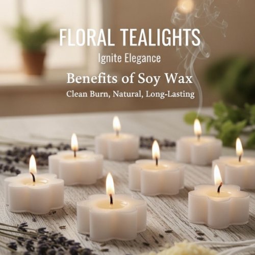 White Flower Shape Tea Light Candle