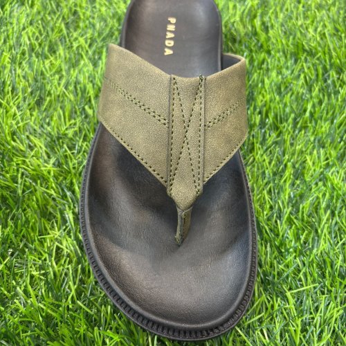 Mens Casual Open Toe Leather Slipper