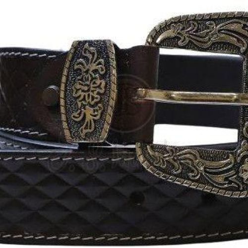 Black Genuine Leather Western Belt