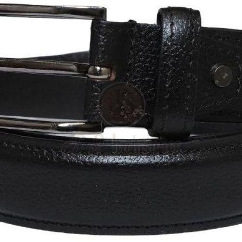 Black Leather Belt with Rectangular Buckle