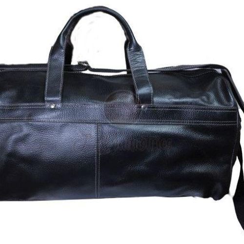 Black Vegan Leather Duffel Bag