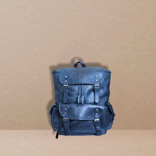 Blue Vintage Leather Laptop Backpack