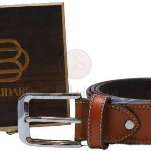 Brown  Double Stitched Leather Lined Belt