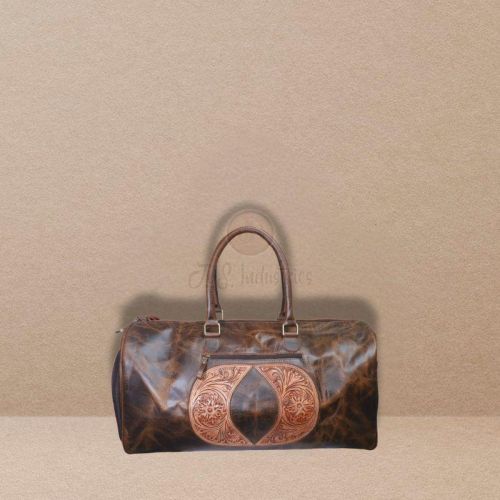 Brown Leather Duffle Bag