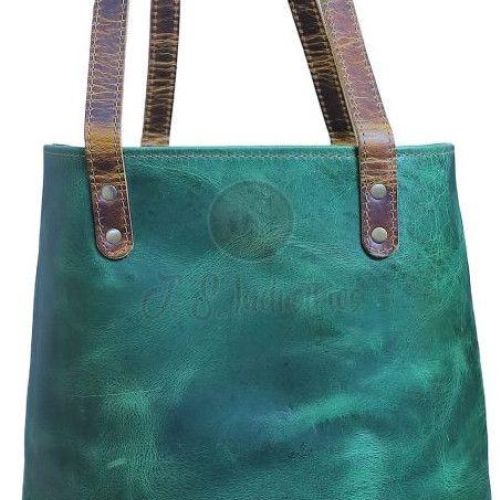 Green Hunter Buffalo Leather Tote Bag