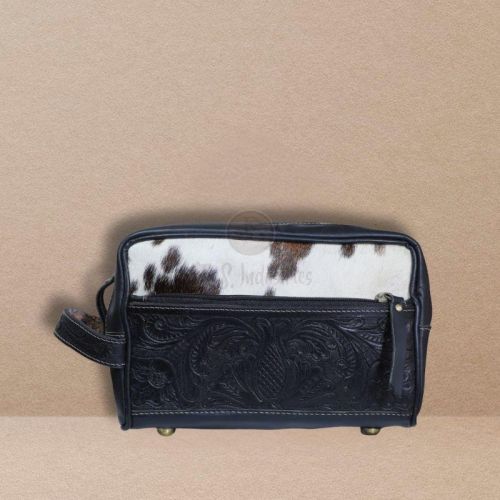 Hand Carved Leather Toiletries Bag