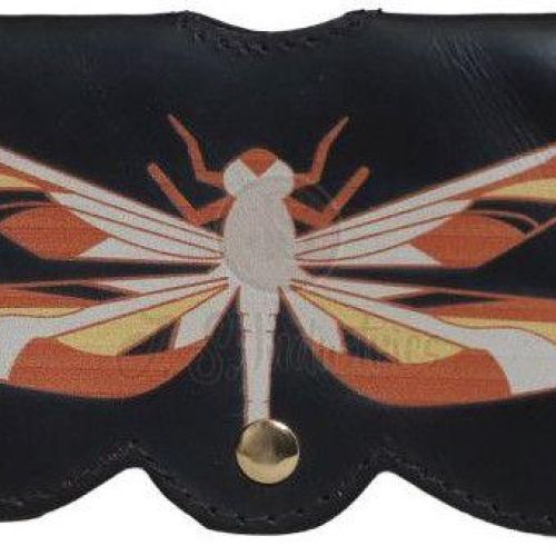 Handcrafted Black Leather Dragonfly Design Sling Bag
