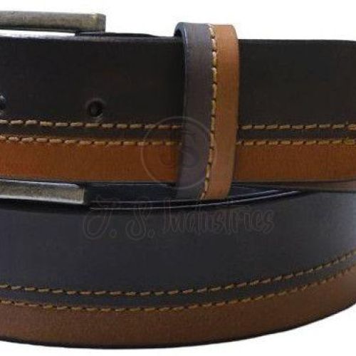 Men Black Brown Solid Leather Belt