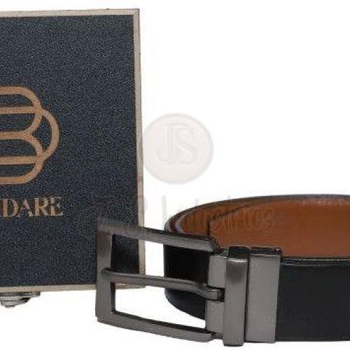 Men Black Solid Leather Belt